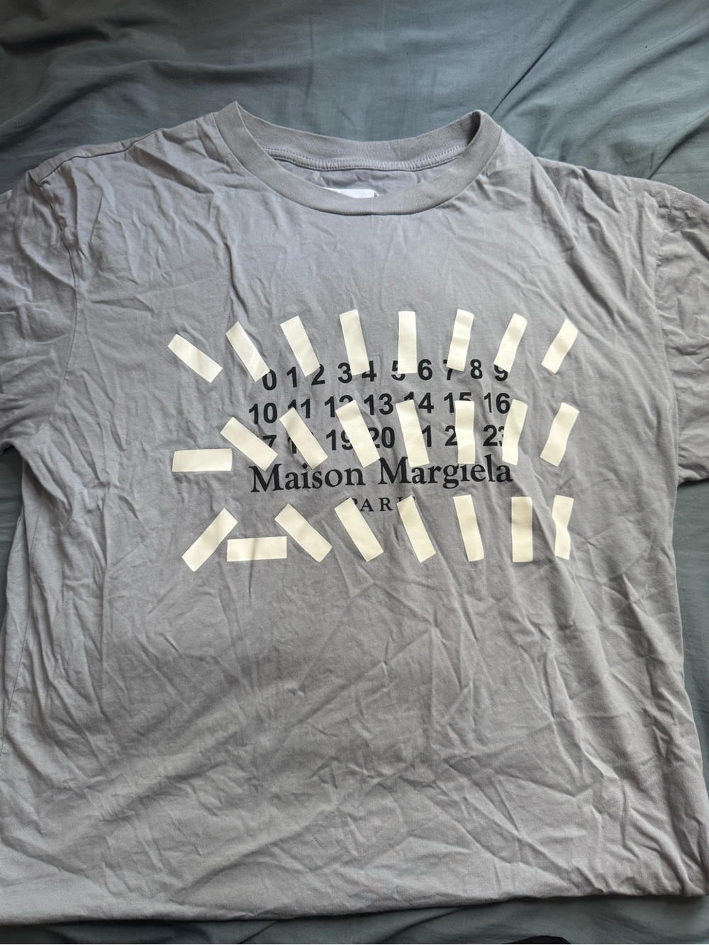Maison Margiela Men's Graphic Logo Tee in Light Gray